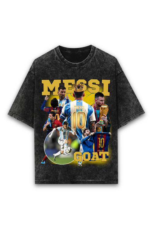 Lionel Messi GOAT Acid Wash Oversized T-Shirt