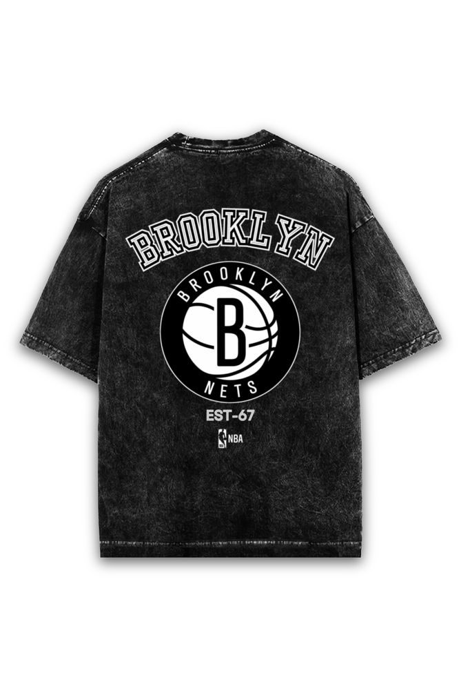 Brooklyn  Nets NBA Acid Wash Oversized T-Shirt