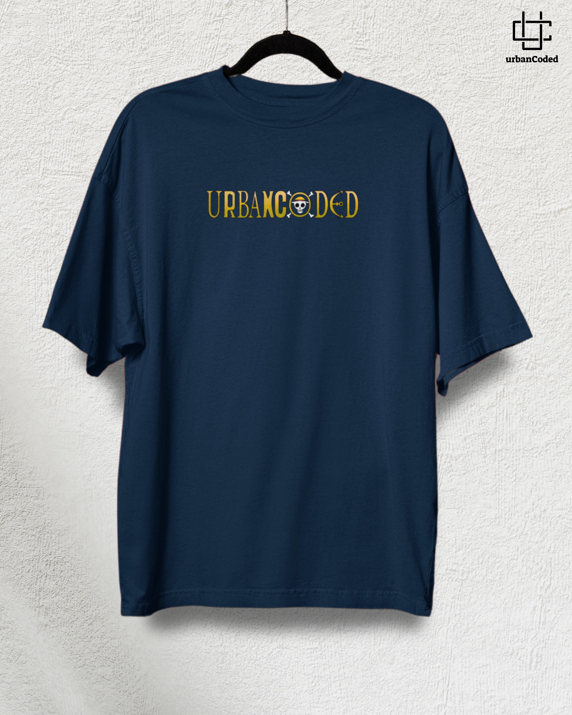 urbanCoded One Piece Cotton Oversized T-Shirt Navy Blue