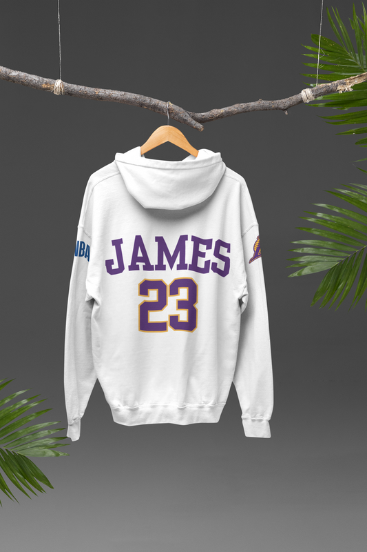 LeBron James Los Angeles Lakers 23 NBA Oversized Hoodie White