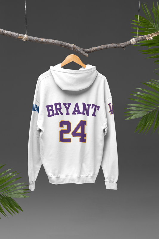 Kobe Bryant Los Angeles Lakers 24 NBA Oversized Hoodie White